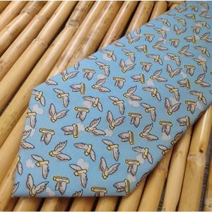EUC ALLYN " Butter Flies" Limited Edition Blue & Yellow 100% Silk Tie 15/250